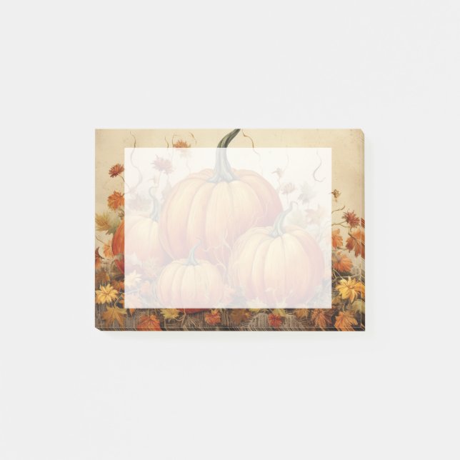 Bloco De Notas Orange Pumpkins Rustic Autumn (Frente)
