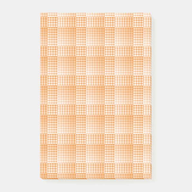 Bloco De Notas Orange White Checker Abstract Pattern (Frente)