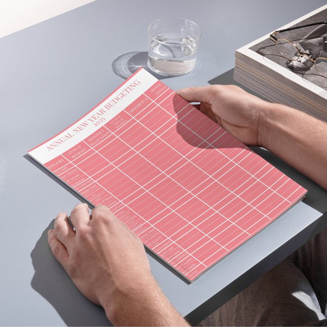Bloco De Notas Orçamento Anual de Ano Novo Rosa (Criador carregado)