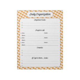Bloco De Notas Organização diária - Orange Gingham Notepad