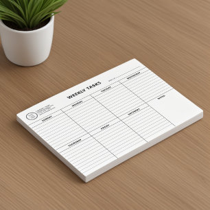 Bloco De Notas Organizador de Tarefas Semanais Modernas Simples, 