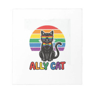 Bloco De Notas Orgulho Arco-íris do Gato Aliado Camisa de Gato Vi