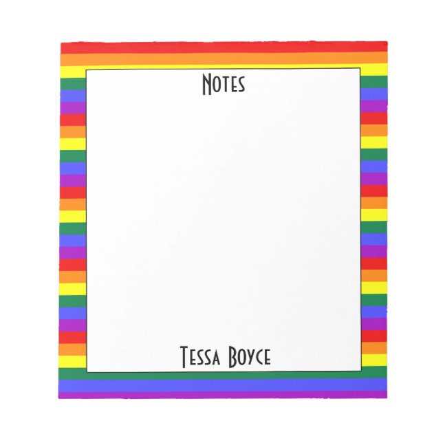 Bloco De Notas Orgulho gay LGBTQ Pride Cores Monogramadas (Frente)