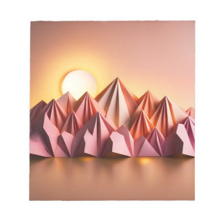 Bloco De Notas Origami Art - Montanhas Majestosas Banhadas em Sun