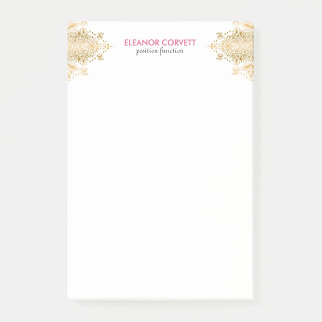 Bloco De Notas Ornamento Dourado de rendas (Frente)