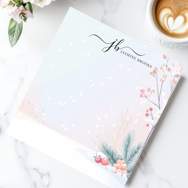 Bloco De Notas Ornamentos Botânicos Da Neve Inverna Personalizado (Criador carregado)