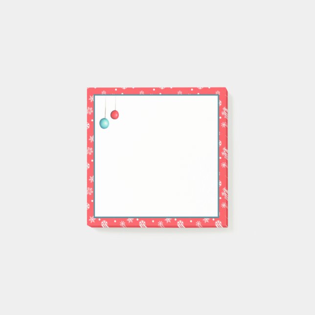 Bloco De Notas Ornamentos e flocos de neve Natal (Frente)