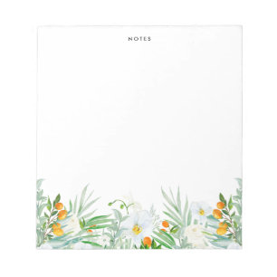 Bloco De Notas Orquídeas brancas e kumquats personalizadas