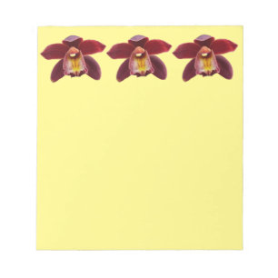 Bloco De Notas Orquídeas Maroon I Belo Floral Vermelho