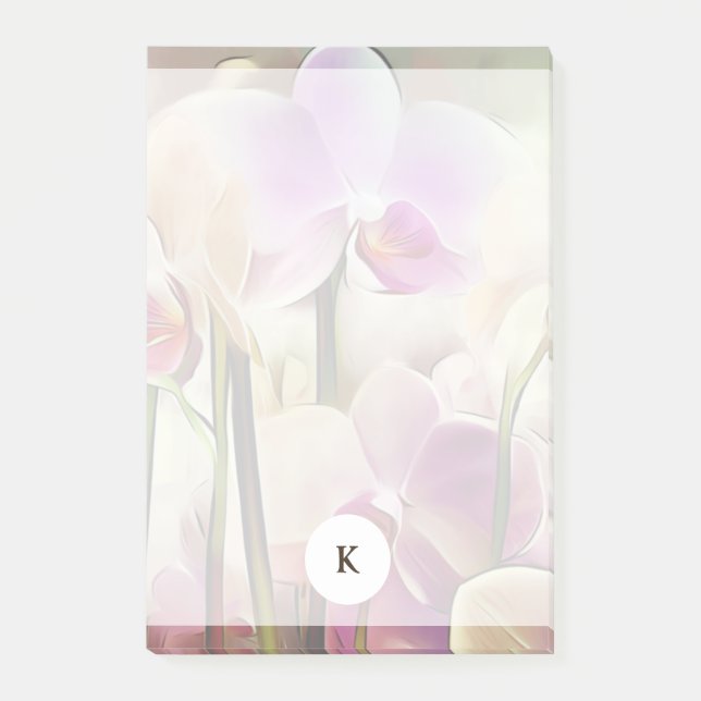 Bloco De Notas Orquídeas Na moda modernas | Adicione a sua inicia (Frente)