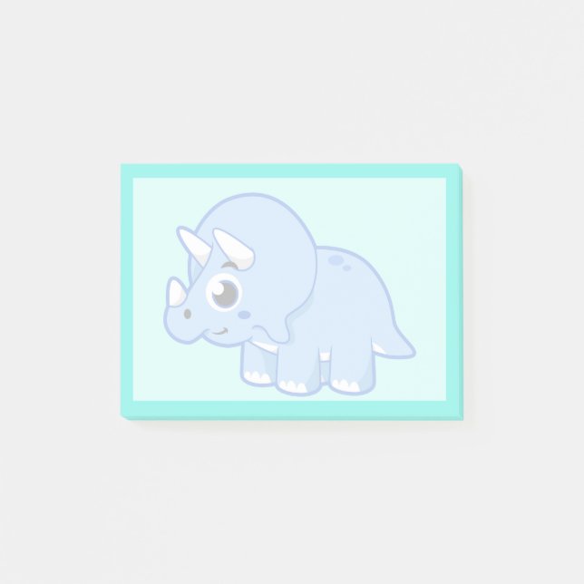 Bloco De Notas Ótima Ilustração De Um Dinossauro Tricerátopo. (Frente)