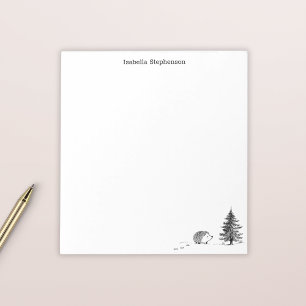 Bloco De Notas Ouriço Fofo de Inverno Desenhado à Mão Personaliza