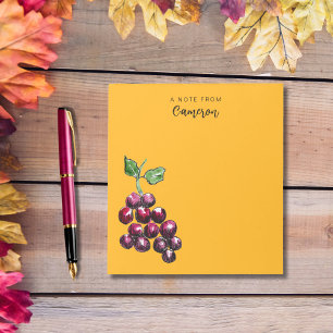 Bloco De Notas Ouro Amarelo de Uvas Desenhadas Manualmente