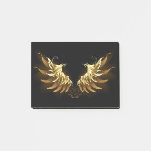 Bloco De Notas Ouro Angel Wings sobre fundo preto