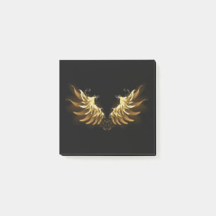 Bloco De Notas Ouro Angel Wings sobre fundo preto