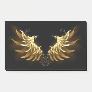 Bloco De Notas Ouro Angel Wings sobre fundo preto