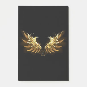 Bloco De Notas Ouro Angel Wings sobre fundo preto