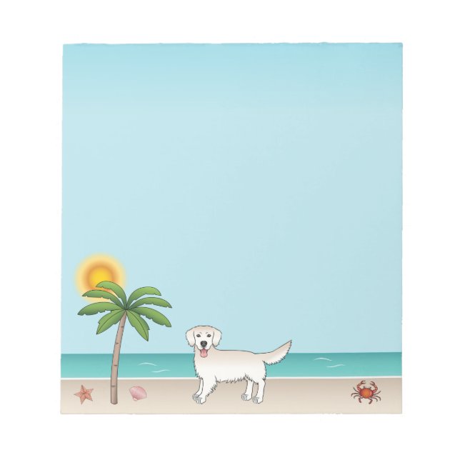 Bloco De Notas Ouro De Creme Em Praia Tropical De Verão (Frente)