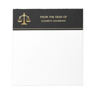 Bloco De Notas Ouro do Tema da Lei de Justiça