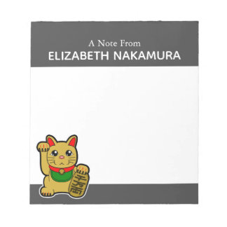 Bloco De Notas Ouro Lucky Cat Personalizado