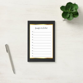 Bloco De Notas Ouro preto elegante moderno monograma para fazer l
