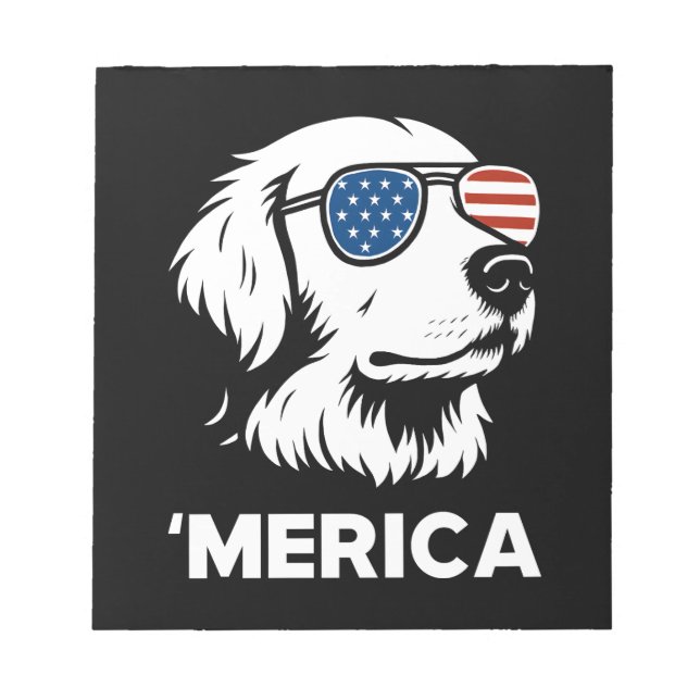 Bloco De Notas Ouro Retriever 4 De Julho Da América Do Sul (Frente)