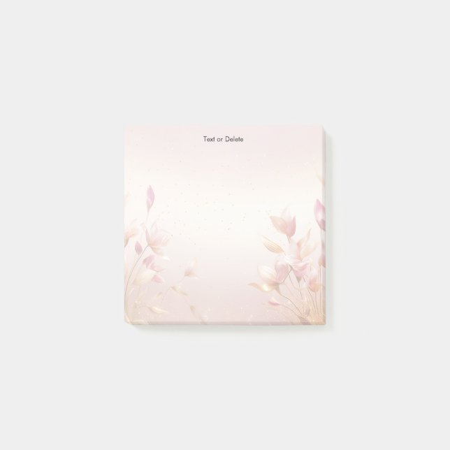 Bloco De Notas Ouro rosa deixa Posto floral nota (Frente)