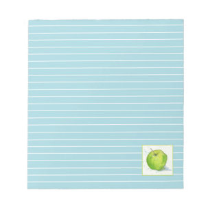 Bloco De Notas Ouro Verde Delicioso Apple Aquarela Azul Vinculado