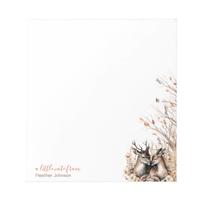 Bloco De Notas Outono Rústico Veado Personalizado (Frente)