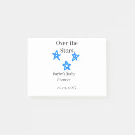 Bloco De Notas Over the Stars blue gray baby shower name date ele