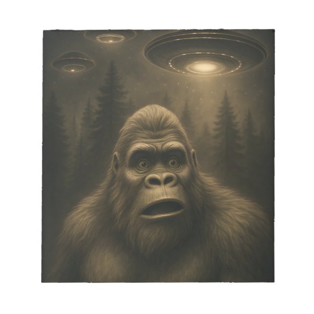 Bloco De Notas OVNI Alienígena Sasquatch Pé Grande (Frente)