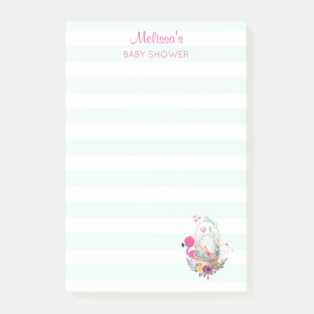 Bloco De Notas Ovo bonito numa cesta com Flamingo e Bunny (Frente)