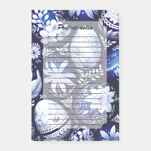 Bloco De Notas Ovo de Páscoa Azul Escandinavo Floral de Primavera