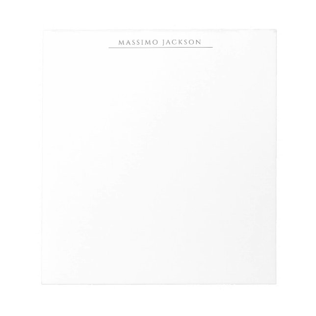 Bloco De Notas Own Name Calligraphy Chic Plain Simple Black White (Frente)
