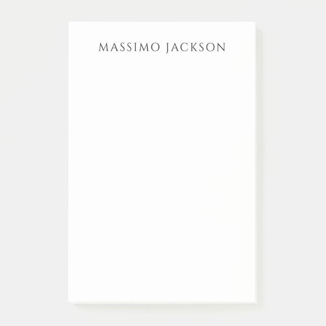 Bloco De Notas Own Name Calligraphy Chic Plain Simple Black White (Frente)