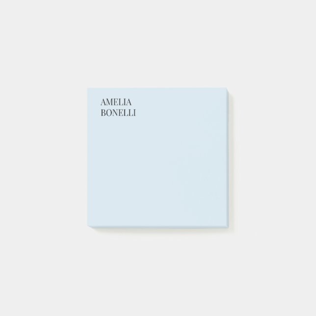 Bloco De Notas Own Name Modern Minimalist Professional Plain Blue (Frente)
