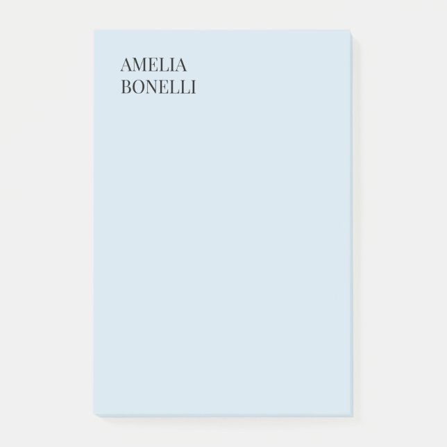 Bloco De Notas Own Name Modern Minimalist Professional Plain Blue (Frente)