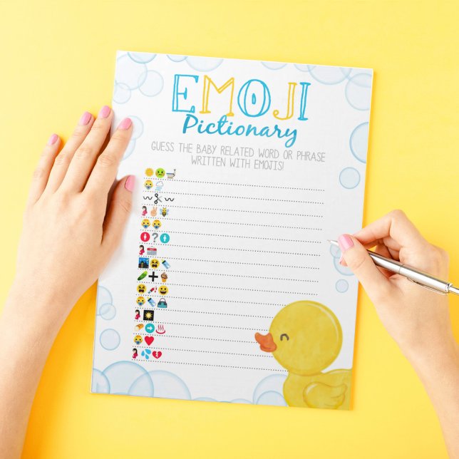 Bloco De Notas Pacote de Jogo de Chá de fraldas Emoji - Pato de B (Emoji Pictionary Watercolor Rubber Duck Baby Shower Game Pack of 40 Answer Sheets)