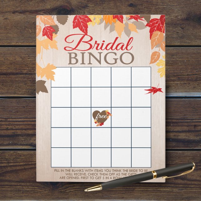 Bloco De Notas Pacote de Jogo do Chá de panela de Bingo para Pres (Fall Leaves Bridal Shower Gift Bingo Party Game. Comes in a pack of 40 easy tear away games!)