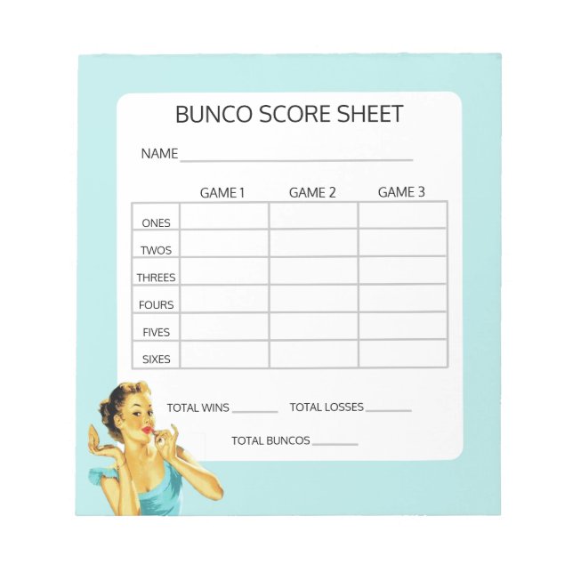 Bloco De Notas Pad de Pontuação do Jogo Bunco Retroativo (Frente)