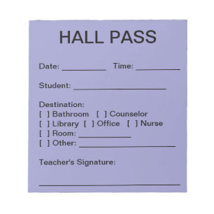 Bloco De Notas Pad Hall Pass (Sky)