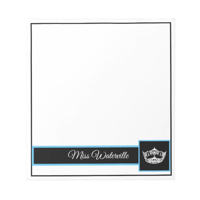 Bloco De Notas Pad-Turqouise Autografo da Miss América & Preto (Frente)