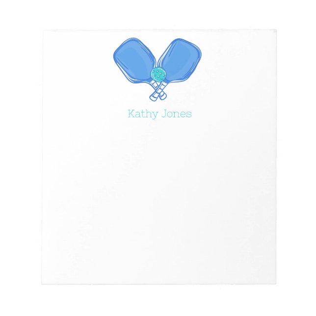 Bloco De Notas Paddles de Pickleball Azul Cruzados e Bola Persona (Frente)