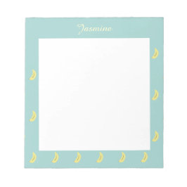 Bloco De Notas Padrão azul de desenho da banana amarela personali