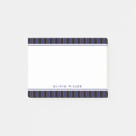 Bloco De Notas Padrão Azul Listrado Vintage Profundo Personalizad