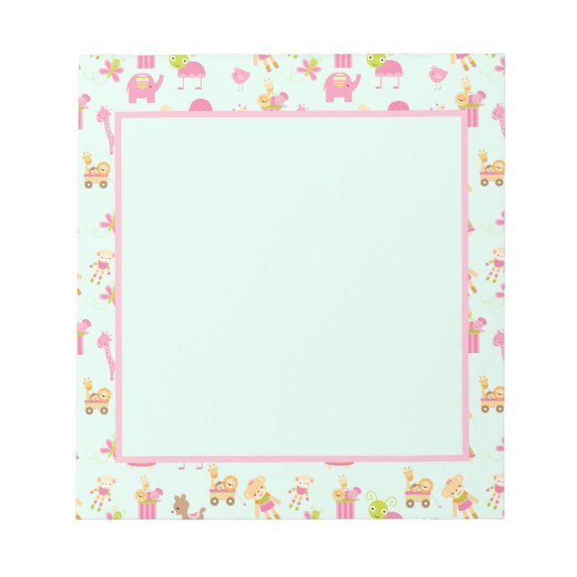 Bloco De Notas Padrão bonito com animais e brinquedos felizes (Frente)