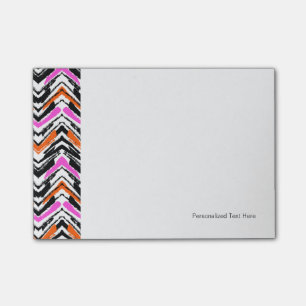 Bloco De Notas Padrão Chevron Preto, Laranja E Rosa Desenhado À
