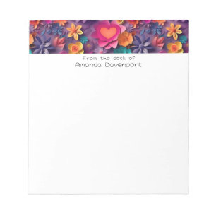 Bloco De Notas Padrão Colorido das Flores de Mola