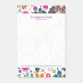 Bloco De Notas Padrão Colorido de Borboletas e Flores