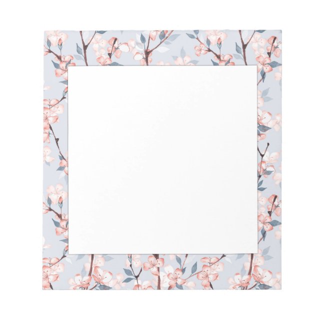 Bloco De Notas Padrão com delicadas flores de primavera sakura (Frente)